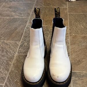 Dr. Martens White Leather Chelsea Boots